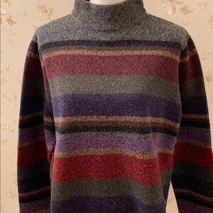 Lauren Ralph Lauren Women’s Mock Turtleneck Sweater Multicolor Stripes Large
